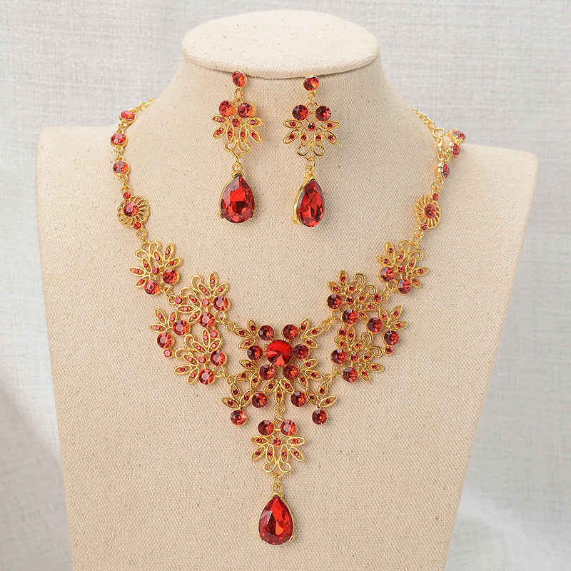 Bridal Jewelry Set Rhinestone Necklace Bracelet Dangle Earrings for Bride Bridesmaid Teardrop Pendant Crystal Wedding Prom Jewelry Accessories for Women