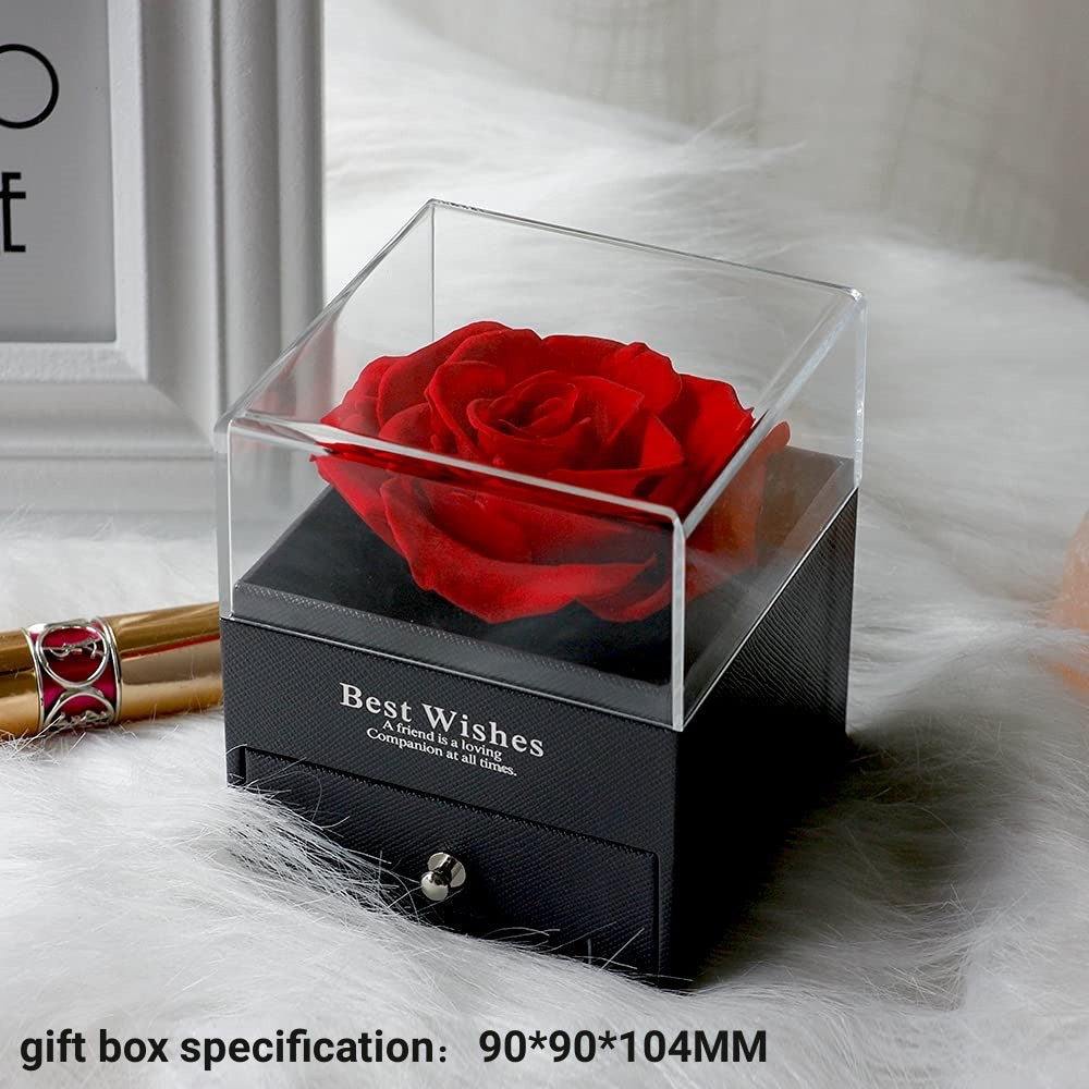 Red rose gift box with heart shaped necklace,perfect gift for Christmas Valentine’s Day,mom,Anniversary,graduation,birthday present