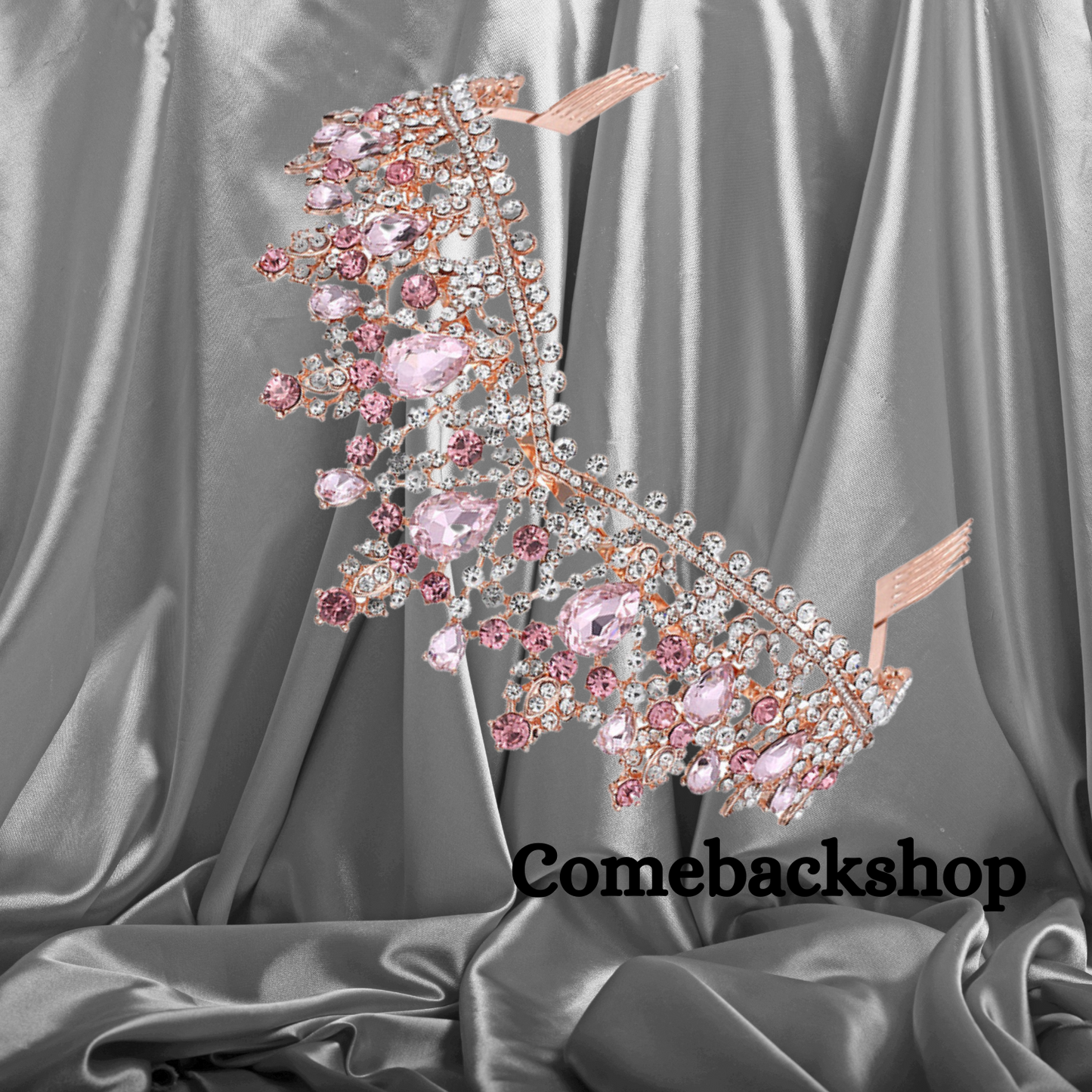 Crystal Tiara and Crowns pink for Women Gold Halo Crown Royal Tiara for Wedding Prom Pageant Halloween