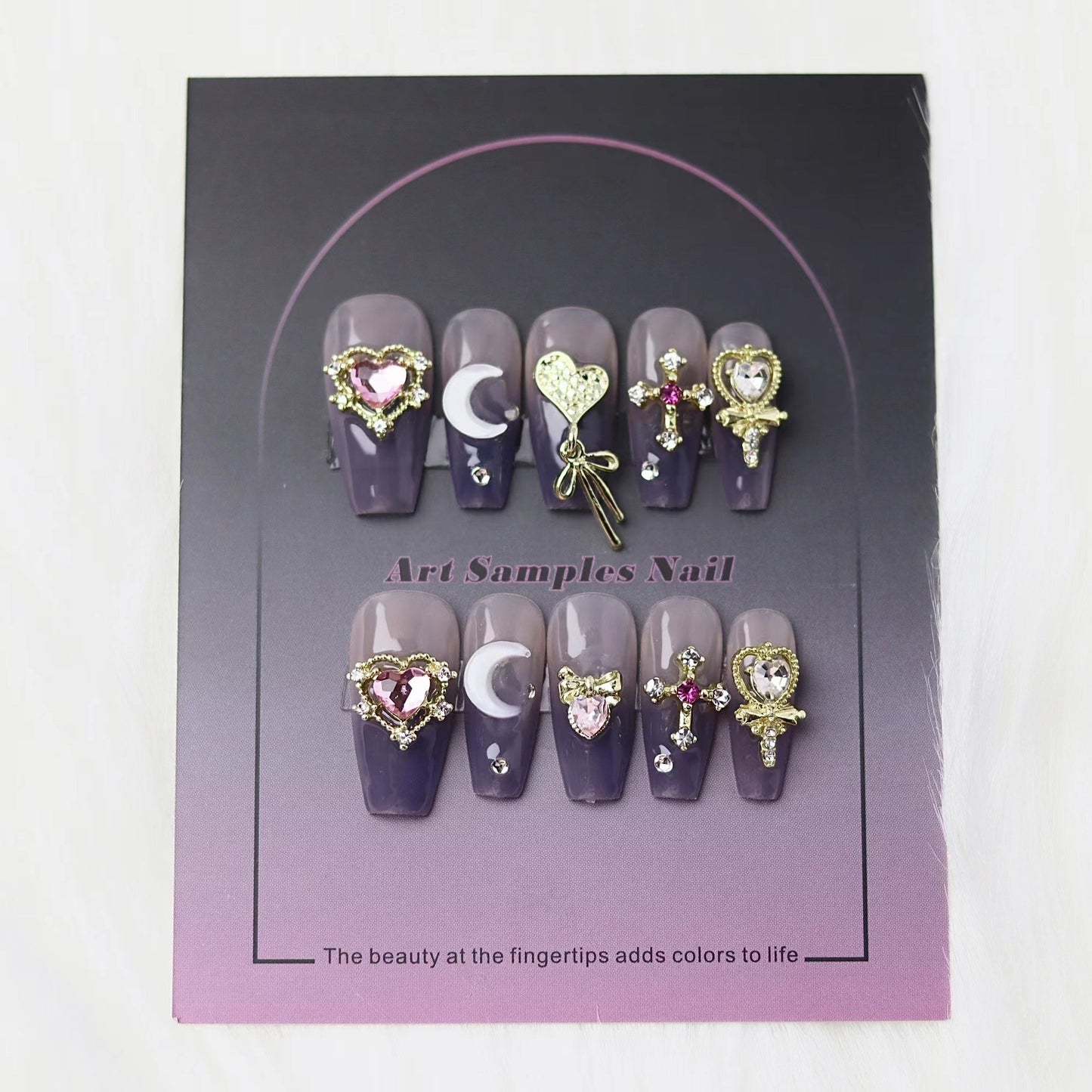 Handmade Press On Nails Purple Ballet Professional Wearable Sailor Moon Fake Nails For Girl