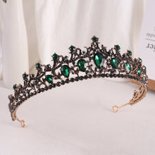 Load image into Gallery viewer, Green Wedding Hair Accessories Alloy Bridal Tiaras Gold birthday party gift prom dress tiara hair piece