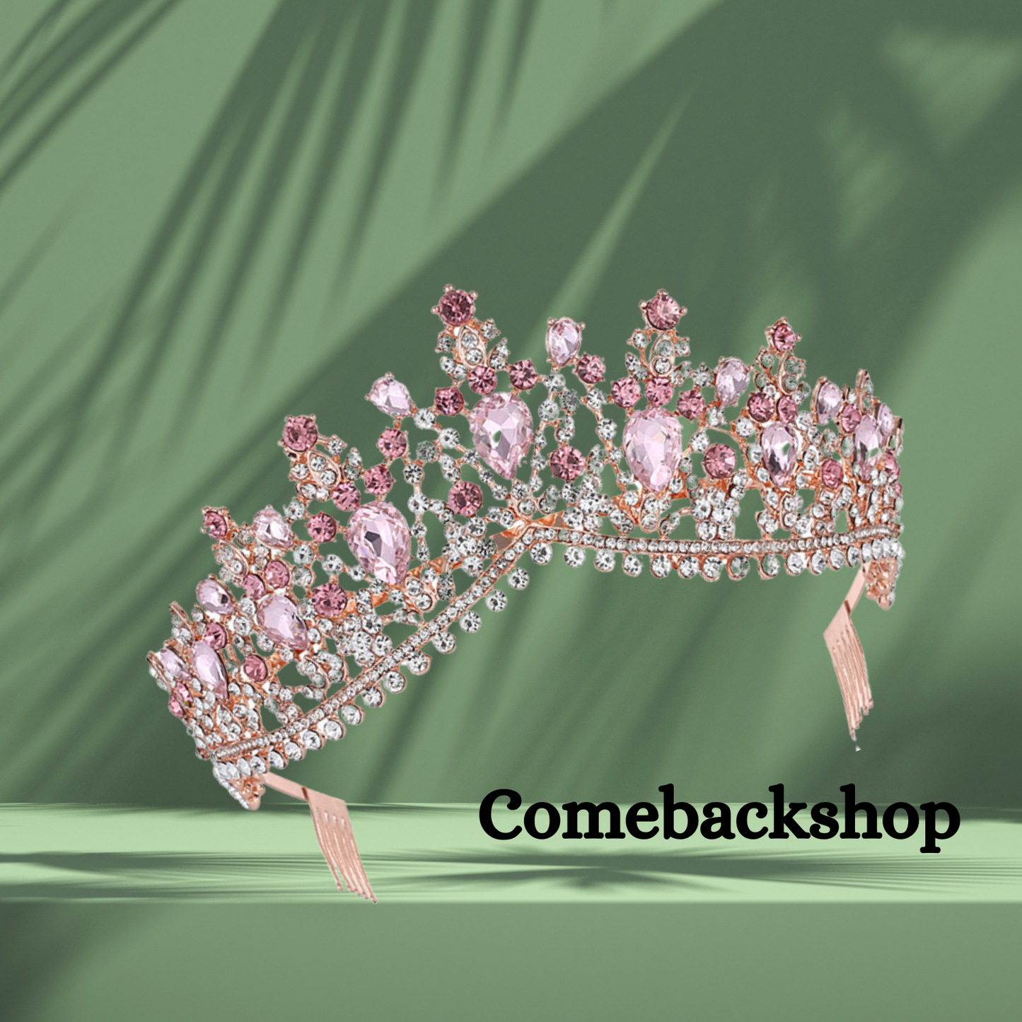 Crystal Tiara and Crowns pink for Women Gold Halo Crown Royal Tiara for Wedding Prom Pageant Halloween