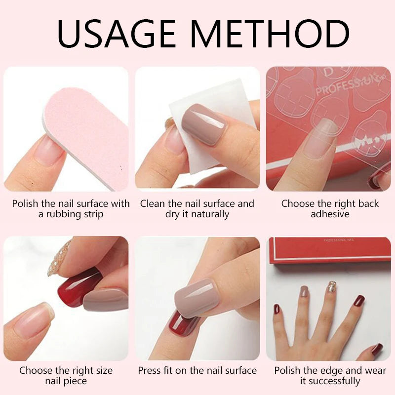 Love Heart Red Pink French Long Fake Nails Valentine's Day Detachable Finished False Nails Press on Nails