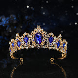 Blue Tiaras Headdress Prom Baby Blue Diadem for Wedding Dress Hair Jewelry Bridal Accessories