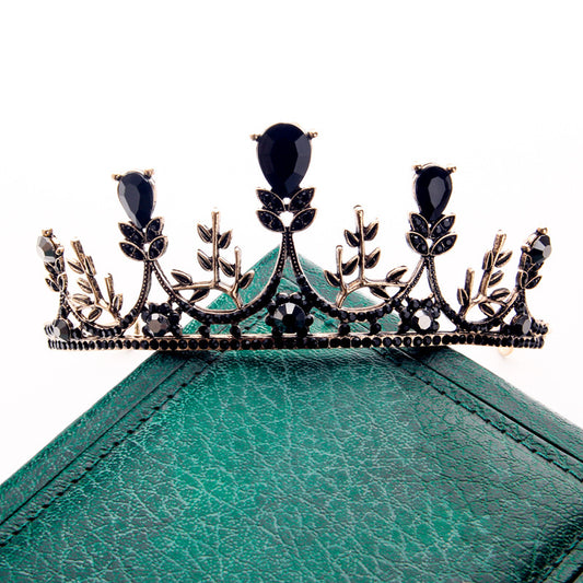 Black Crown for Women Gothic Crown Headpiece Halloween Decorations Birthday Tiara Vintage Rhinestones Black Baroque Queen Crown Wedding Bridal Crown Black Tiaras and Crowns for Women Girls