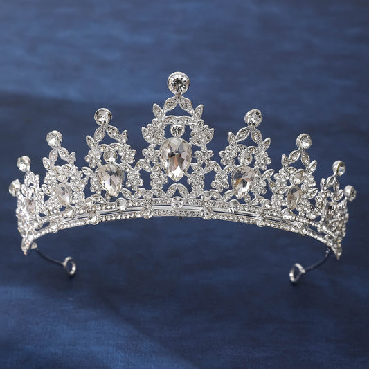 Silver Wedding Tiara for Women Crystal Tiaras and Crowns for Women Wedding Tiaras for Bride Royal Queen Crown Headband Princess Quinceanera Headpieces for Birthday Prom Pageant Party