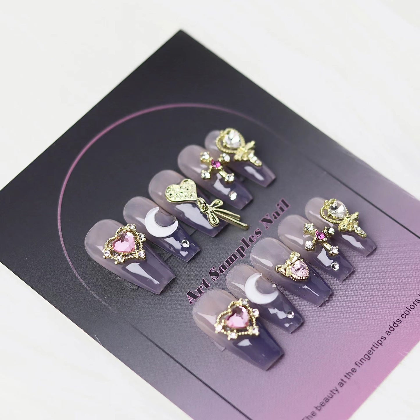 Handmade Press On Nails Purple Ballet Professional Wearable Sailor Moon Fake Nails For Girl