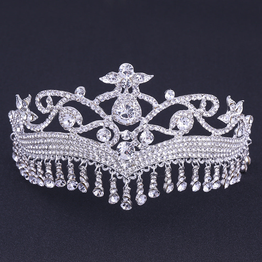 Baroque Crystal Wedding Headdress Princess Rhinestone Headband silver drop tiara crown bridal jewelry