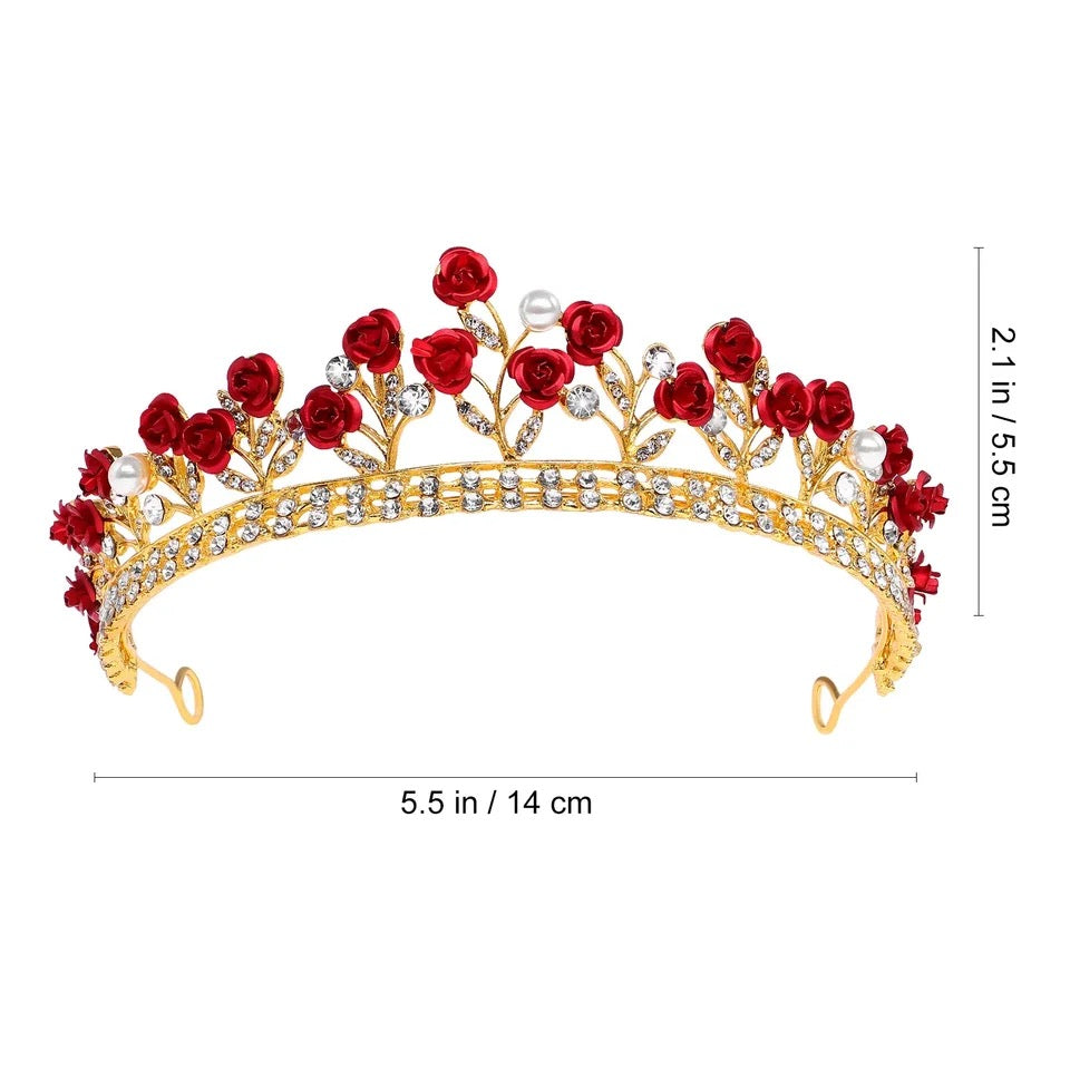 Crowns and Tiaras Hair Accessories for Wedding Prom Bridal Party Halloween Costume Christmas Gifts,Swarovski,red rose