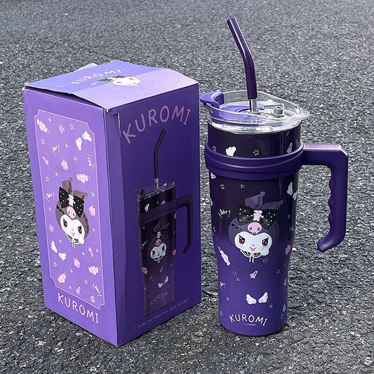1200ml Kuromi Water Cup Vacuum Flask Cute Stainless Steel High Capacity Insulated Mug