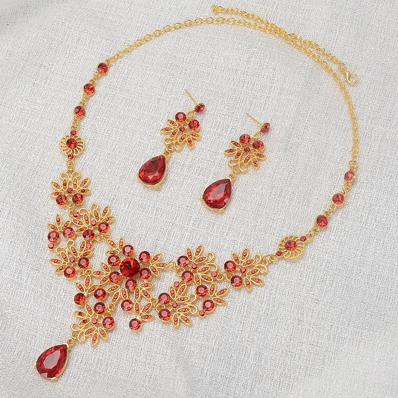 Bridal Jewelry Set Rhinestone Necklace Bracelet Dangle Earrings for Bride Bridesmaid Teardrop Pendant Crystal Wedding Prom Jewelry Accessories for Women