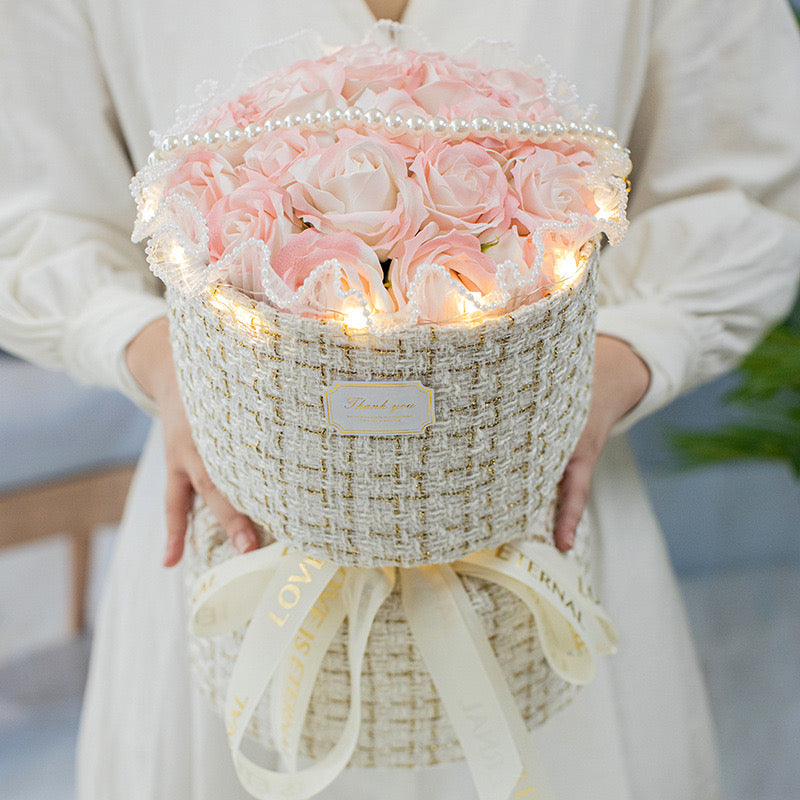 Rose with Clear Gift Box And Light, Led Soap Flower Bouquet Valentines Day Gifts Business Gifts Christmas Gift Set Bridesmaids Gifts Boyfriend Gift Mother's Day
