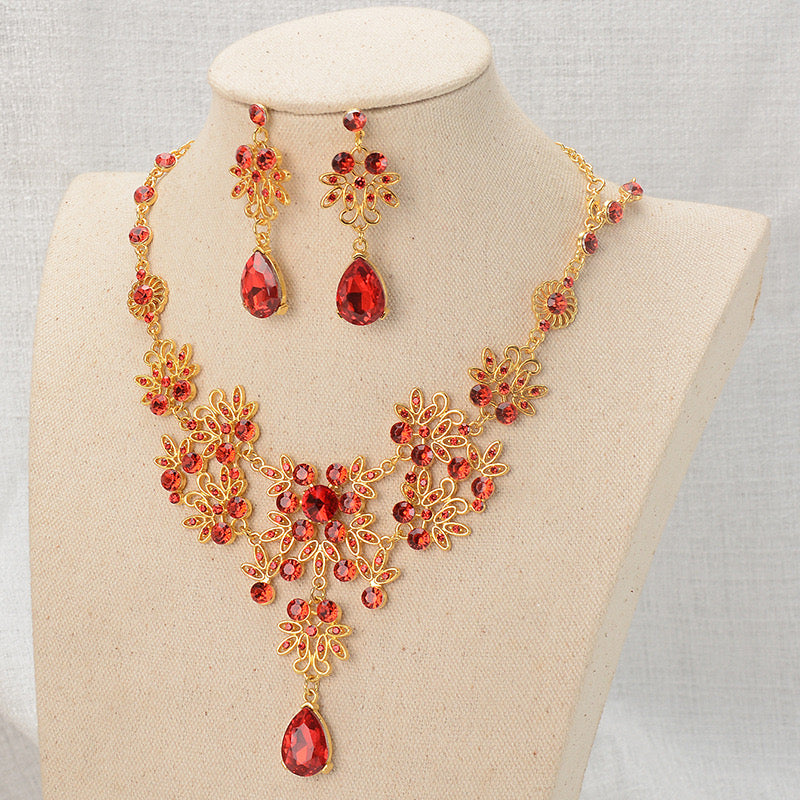 Bridal Jewelry Set Rhinestone Necklace Bracelet Dangle Earrings for Bride Bridesmaid Teardrop Pendant Crystal Wedding Prom Jewelry Accessories for Women
