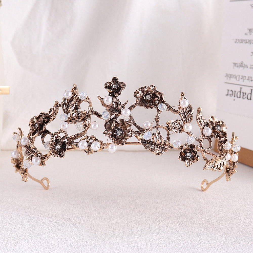 Baroque Crown Bridal Crystal Tiara Crown Gothic Wedding Headpiece Vintage Queen Hair Accessories for Women and Girls