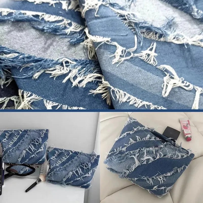 Blue Cosmetic Bag Clutch Bag Large Makeup Organizer Bags Korean Cosmetic Pouch Women Cute Toiletry Beauty Case