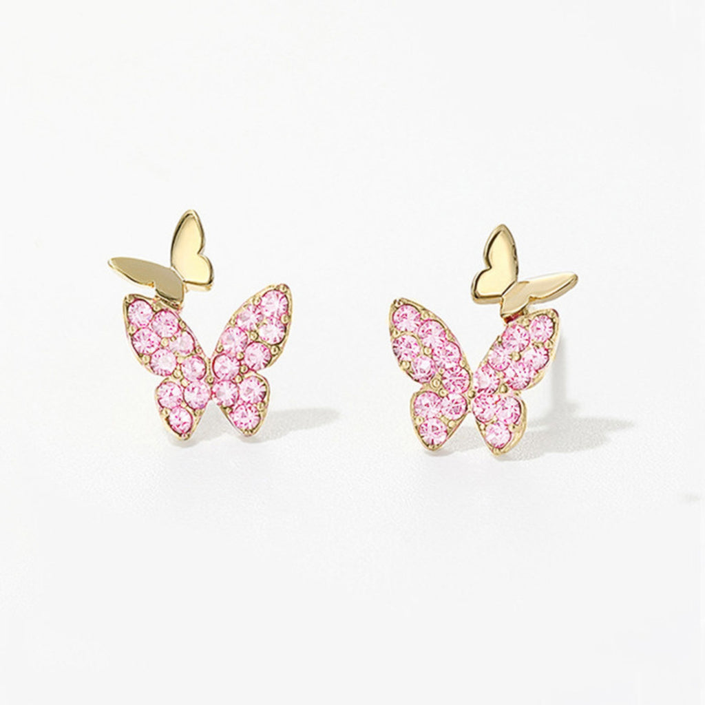 Butterfly Earrings for Women,Crystal Gemstone Butterfly Stud Earring, Anniversary Birthday Butterfly Jewelry Gifts for Women Grils