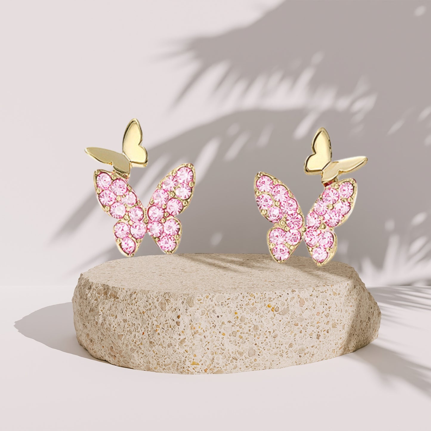 Butterfly Earrings for Women,Crystal Gemstone Butterfly Stud Earring, Anniversary Birthday Butterfly Jewelry Gifts for Women Grils