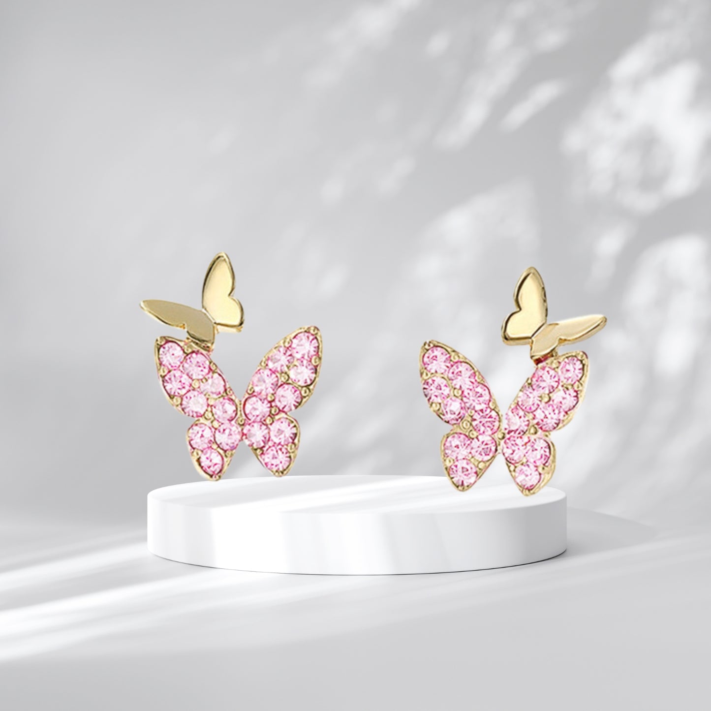 Butterfly Earrings for Women,Crystal Gemstone Butterfly Stud Earring, Anniversary Birthday Butterfly Jewelry Gifts for Women Grils