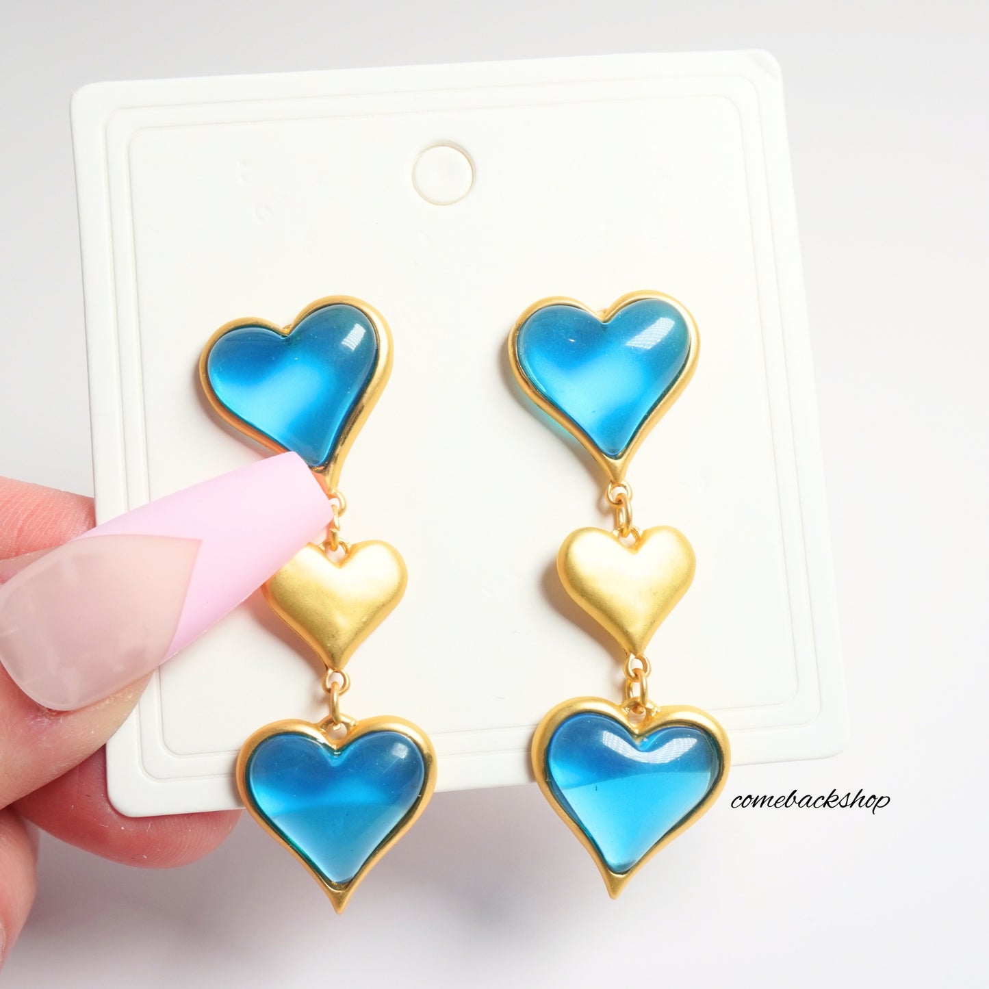Teardrop Earrings for Women Girls Geometric Drop Statement Earrings Blue