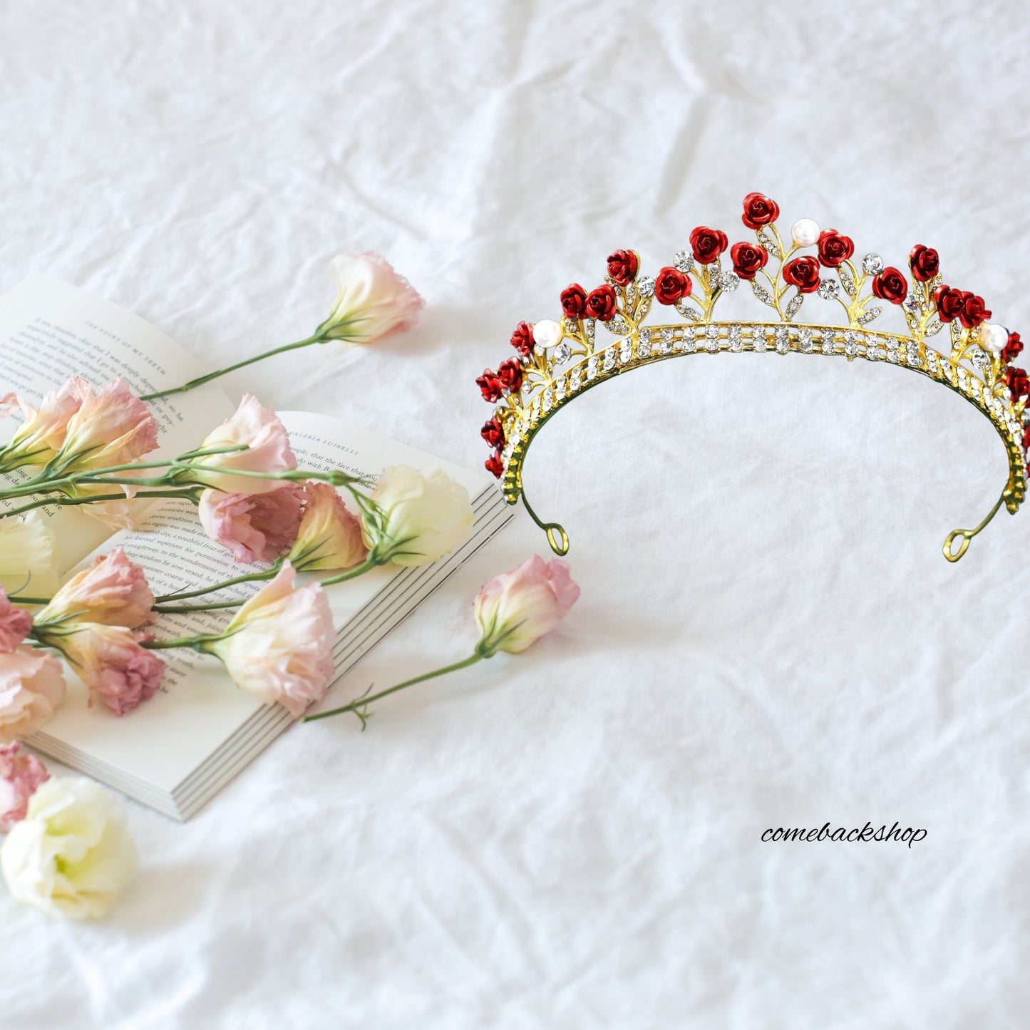 Crowns and Tiaras Hair Accessories for Wedding Prom Bridal Party Halloween Costume Christmas Gifts,Swarovski,red rose
