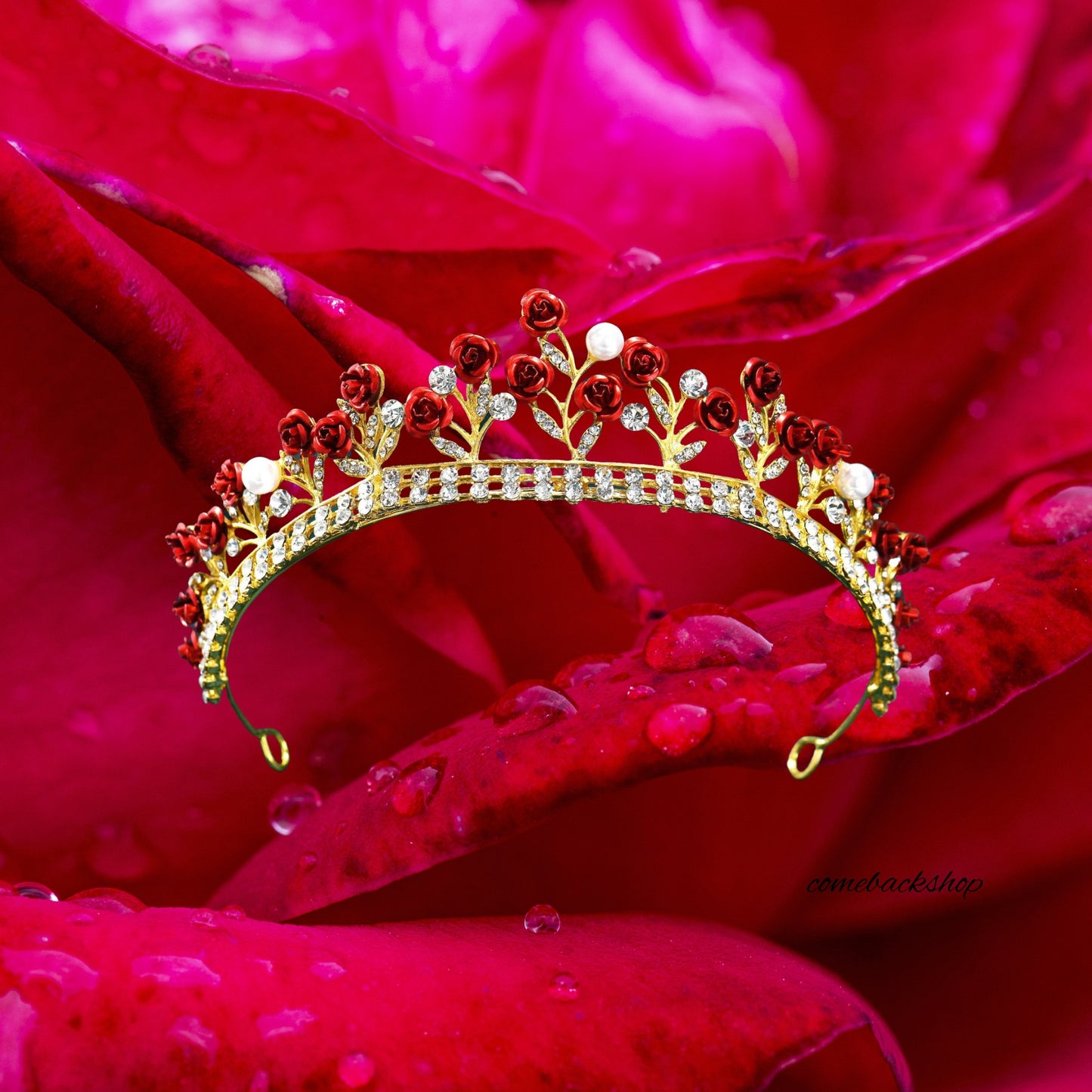 Crowns and Tiaras Hair Accessories for Wedding Prom Bridal Party Halloween Costume Christmas Gifts,Swarovski,red rose