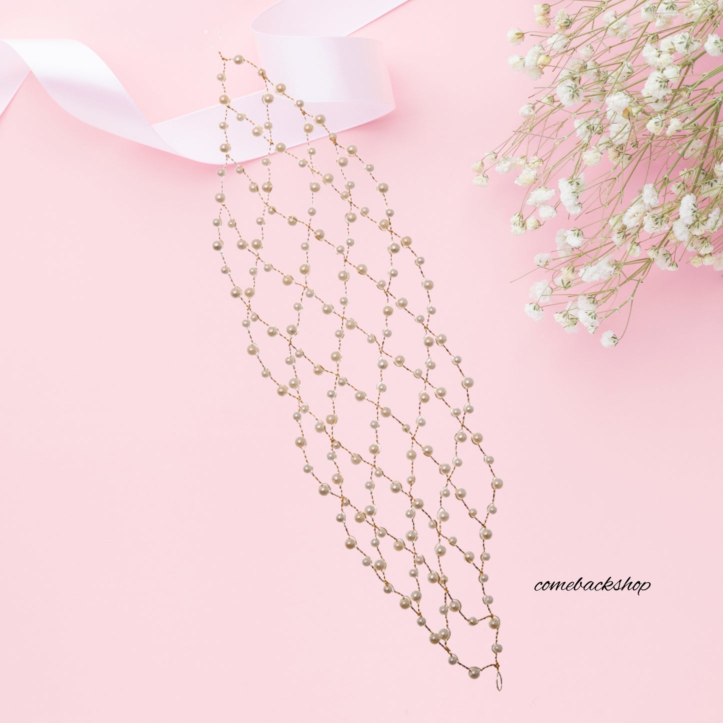 Pearl handmade Bridal Headband Crystal Wedding Headpieces for Bride Pearl Hair Vine Wedding Hair Accessories for Flower Girl Bridesmaid