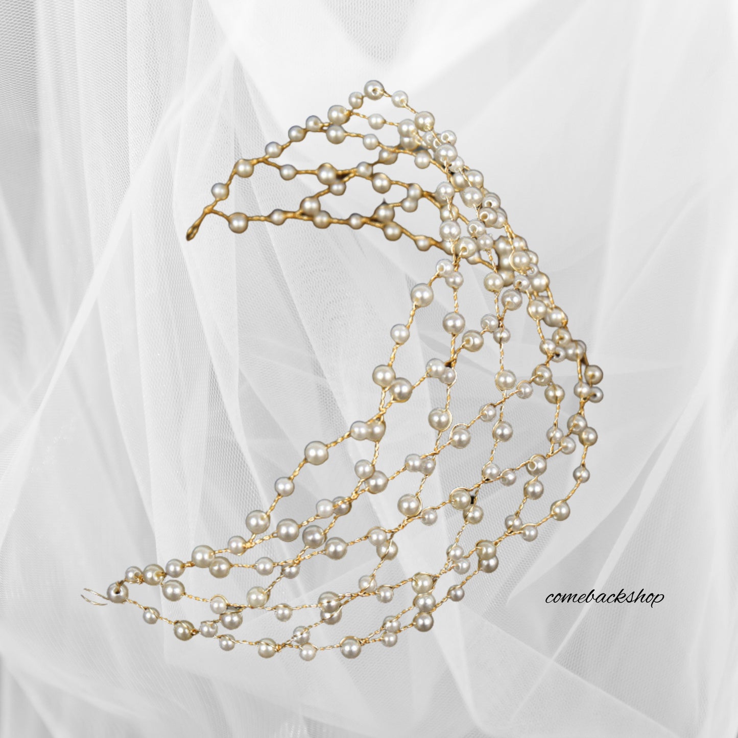 Pearl handmade Bridal Headband Crystal Wedding Headpieces for Bride Pearl Hair Vine Wedding Hair Accessories for Flower Girl Bridesmaid