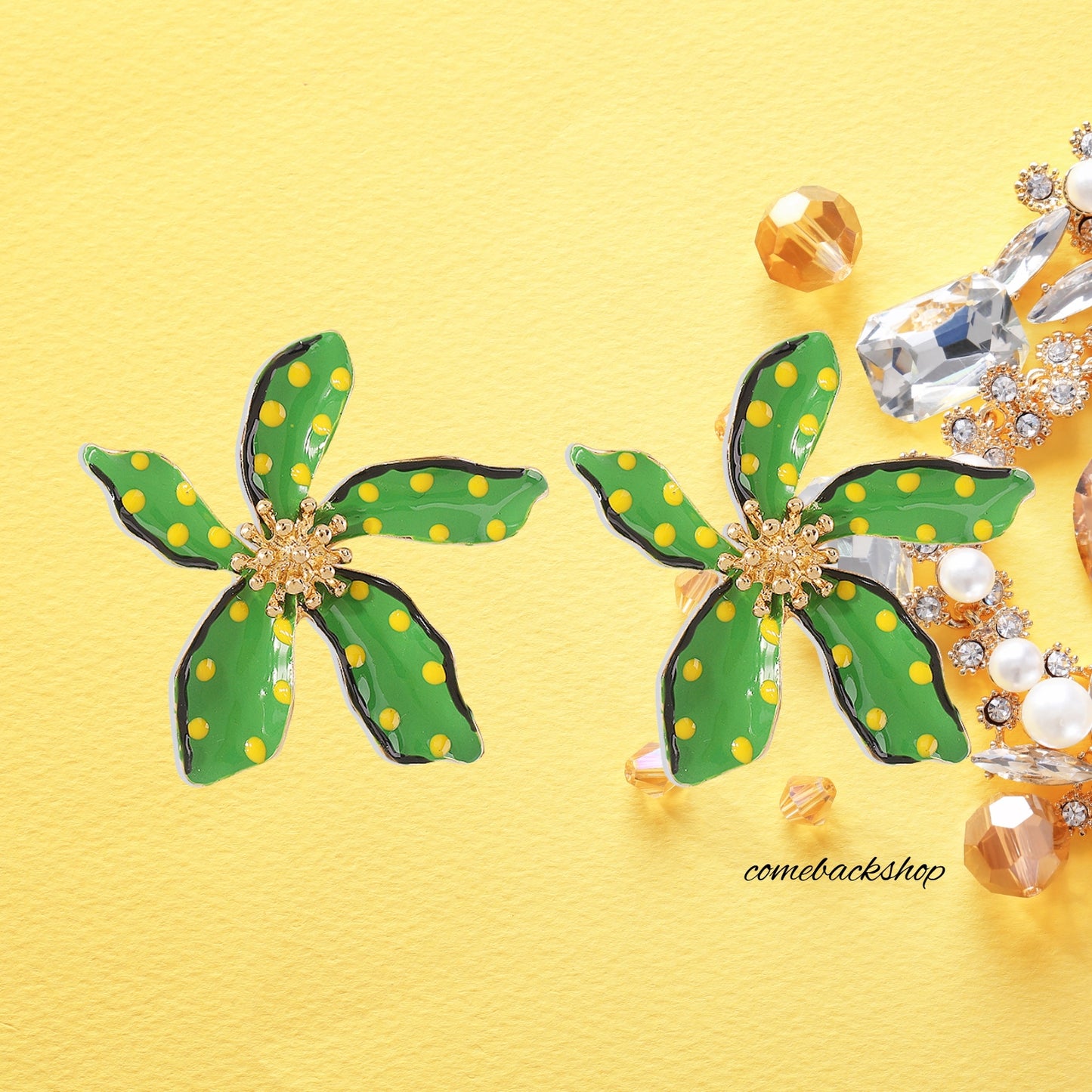 Green Leaf Dangle Earrings for Women Sparkly Crystal Geometric Drop Statement Earrings