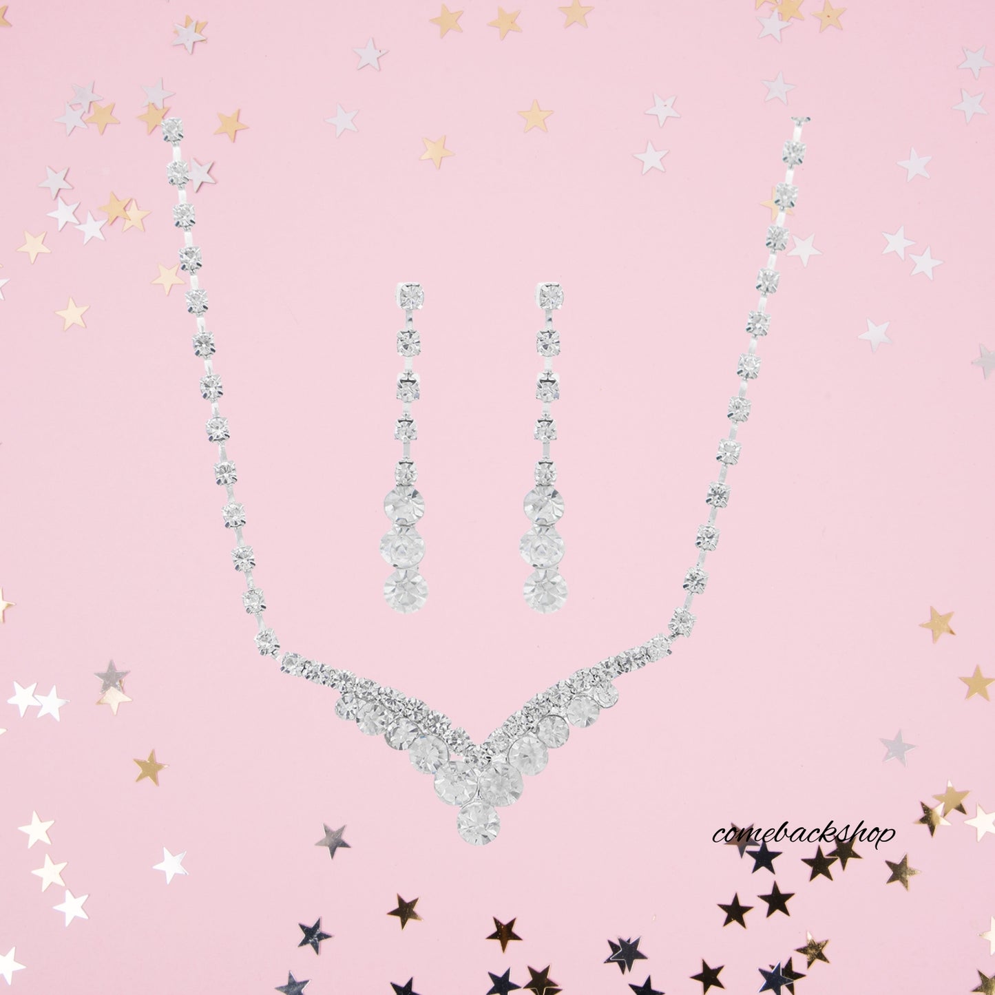 Teardrop Wedding Bridal Jewelry Set for Brides Women Bridesmaid, Crystal Rhinestone Necklace Earring Sets for Prom