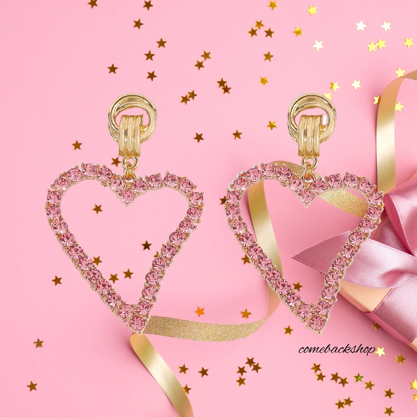 Rhinestones Hoop Earrings Big Heart Crystal Hoop Earrings Rhinestones Bridal Drop Dangle Earrings Statement Body Jewelry for Women