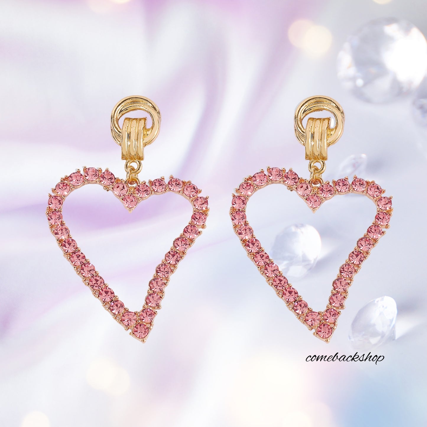 Rhinestones Hoop Earrings Big Heart Crystal Hoop Earrings Rhinestones Bridal Drop Dangle Earrings Statement Body Jewelry for Women