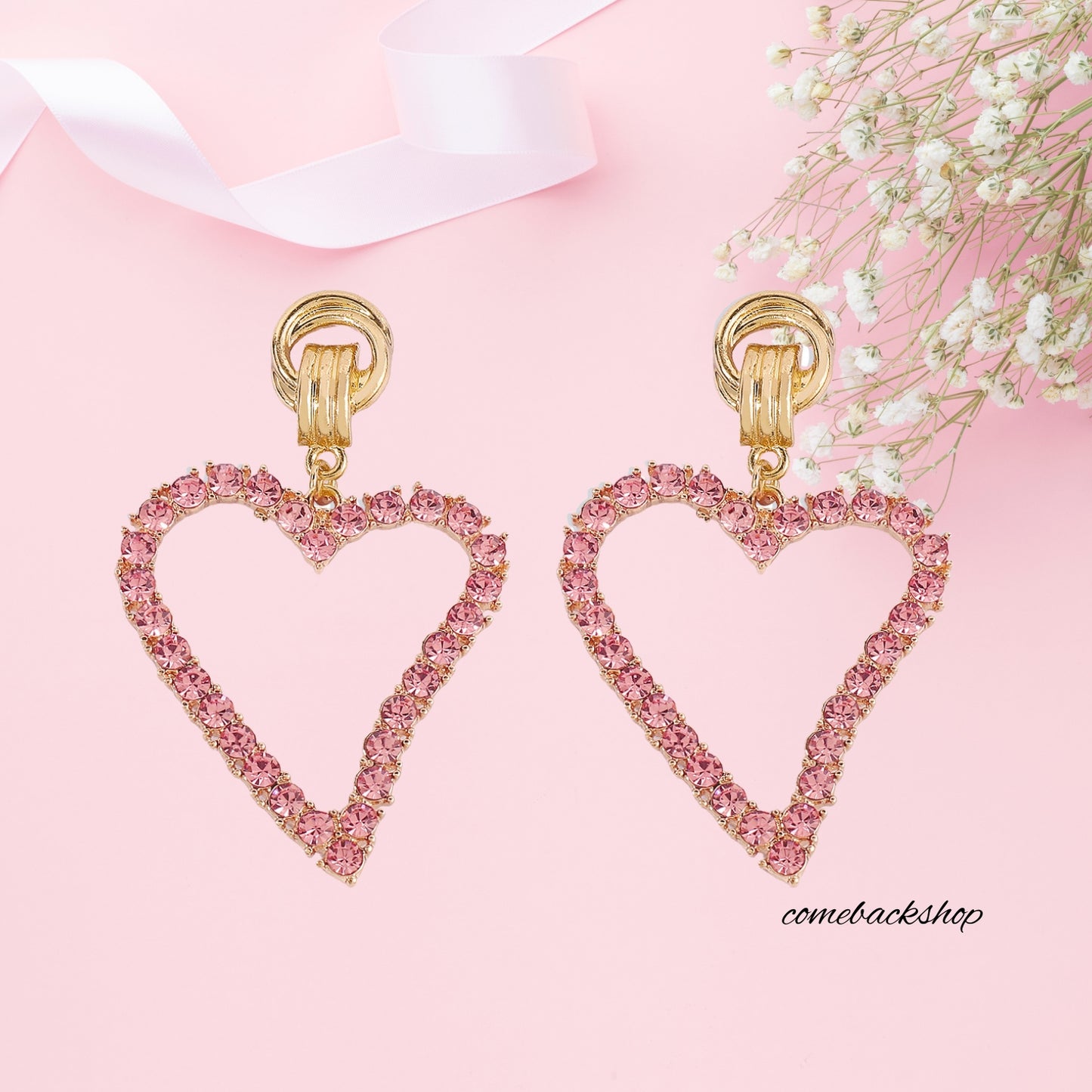 Rhinestones Hoop Earrings Big Heart Crystal Hoop Earrings Rhinestones Bridal Drop Dangle Earrings Statement Body Jewelry for Women