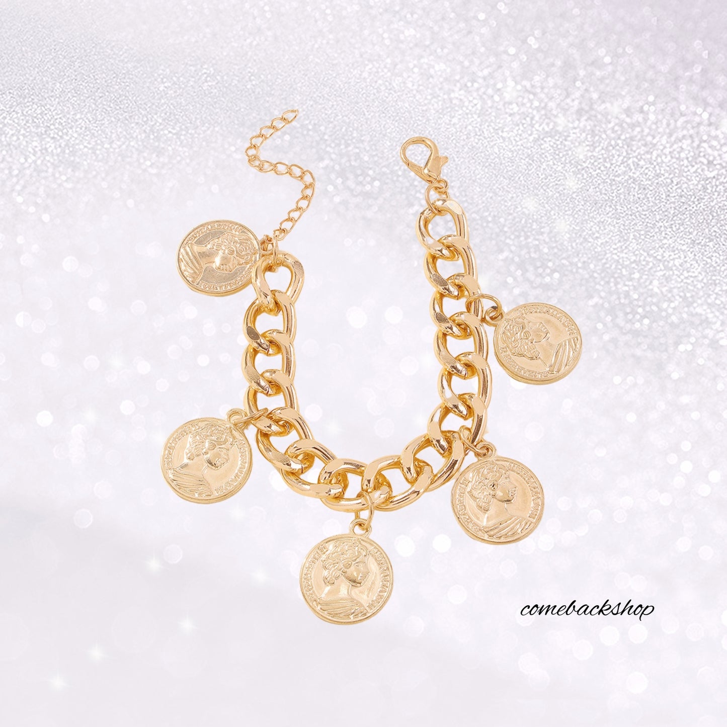 Bracelets for Teen Girls Women 18K Gold Beaded Charm Bracelets for Her Papercilp Link Chain Christmas Mother's Day Birthday Jewelry