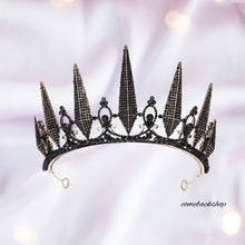 Load image into Gallery viewer, Black tiara Baroque crown crystal bride princess headpiece wedding accessories prom queen