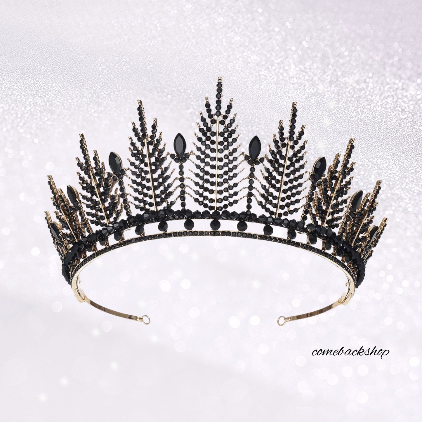 Black Rhinestone Tiaras for Bride and Bridesmaid Baroque Queen Crown for Women Engagement Anniversary