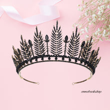 Load image into Gallery viewer, Black Rhinestone Tiaras for Bride and Bridesmaid Baroque Queen Crown for Women Engagement Anniversary