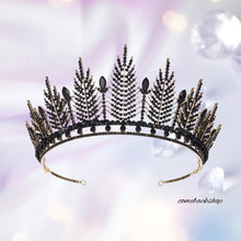 Load image into Gallery viewer, Black Rhinestone Tiaras for Bride and Bridesmaid Baroque Queen Crown for Women Engagement Anniversary