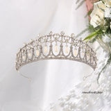 Pearl Tiaras and Crowns for Women, Wedding Tiara for Bride, Rhinestone Queen Crown, Silver Crystal Princess Headpieces for Prom Costume Party