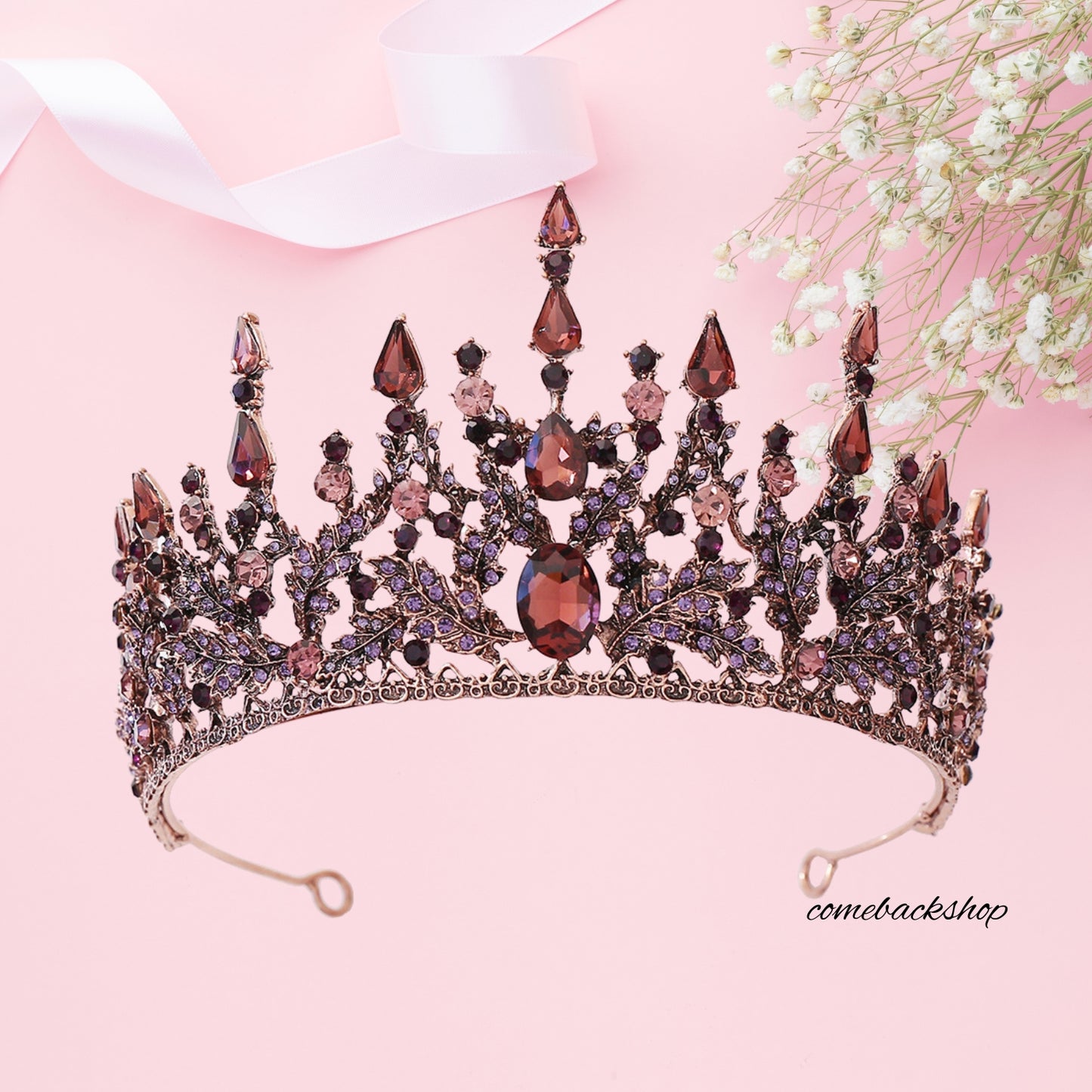 Violet Crystal Bridal Tiaras Crown Rhinestone Pageant Diadem Veil Tiara Headbands,Swarovski