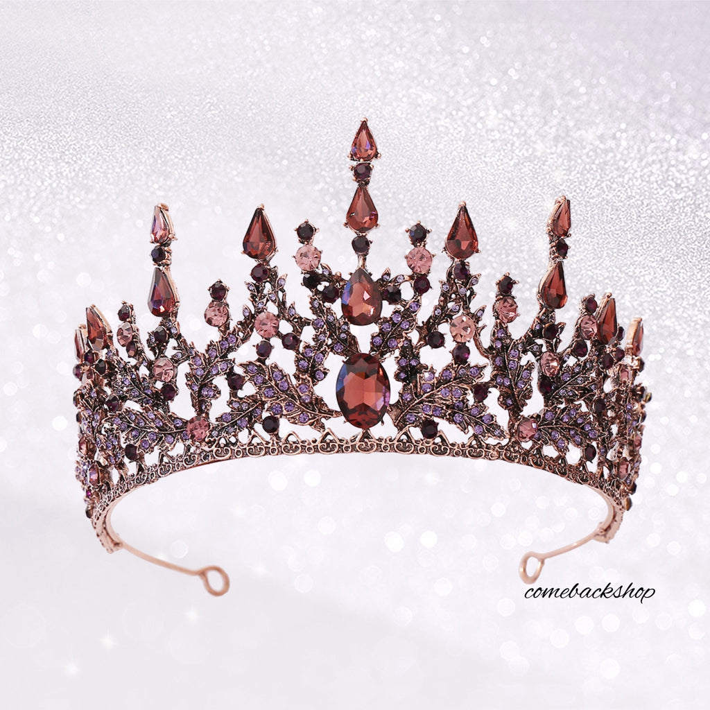 Violet Crystal Bridal Tiaras Crown Rhinestone Pageant Diadem Veil Tiara Headbands,Swarovski