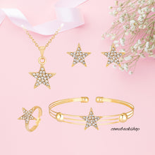 Load image into Gallery viewer, Star Gold earsdrop Earrings Necklace Jewelry Set For Bride Bridesmaids Bridal Wedding Party Prom