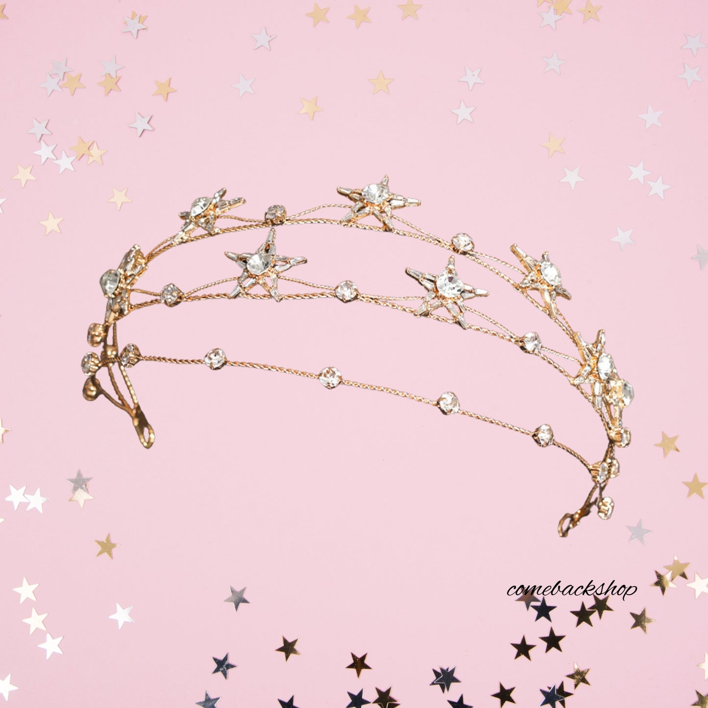 Halo Crown Stars Goddess Crown Halo Headband Tiaras and Crowns for Women Boho Bridal Wedding Headpiece