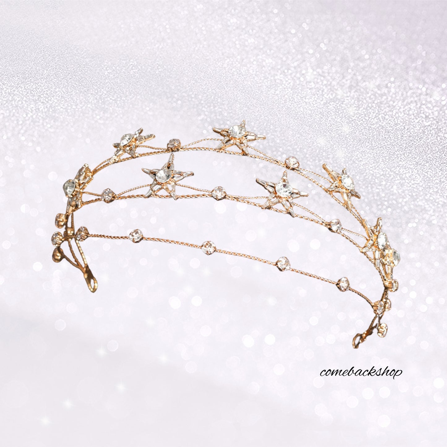 Halo Crown Stars Goddess Crown Halo Headband Tiaras and Crowns for Women Boho Bridal Wedding Headpiece
