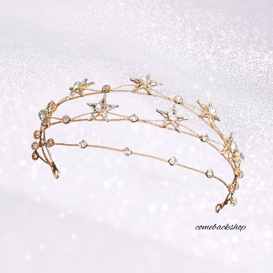 Halo Crown Stars Goddess Crown Halo Headband Tiaras and Crowns for Women Boho Bridal Wedding Headpiece