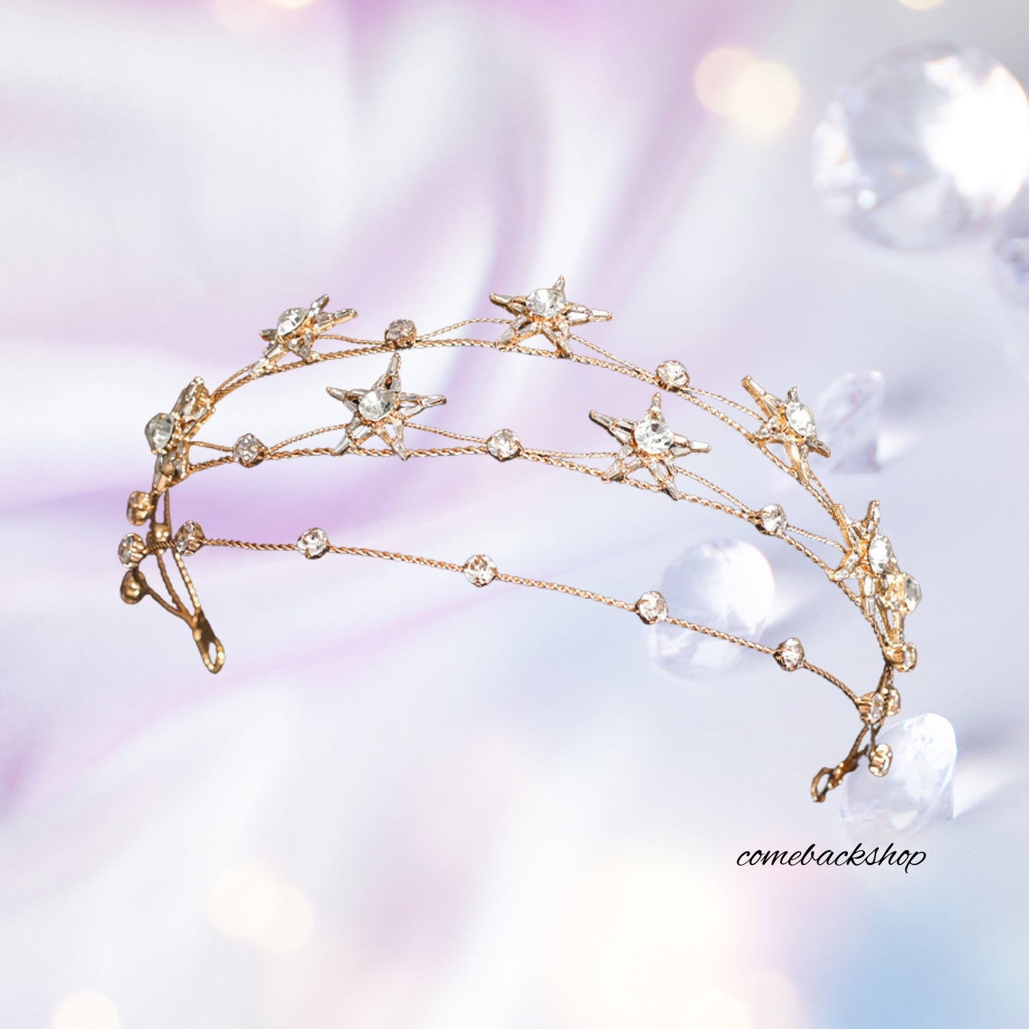 Halo Crown Stars Goddess Crown Halo Headband Tiaras and Crowns for Women Boho Bridal Wedding Headpiece