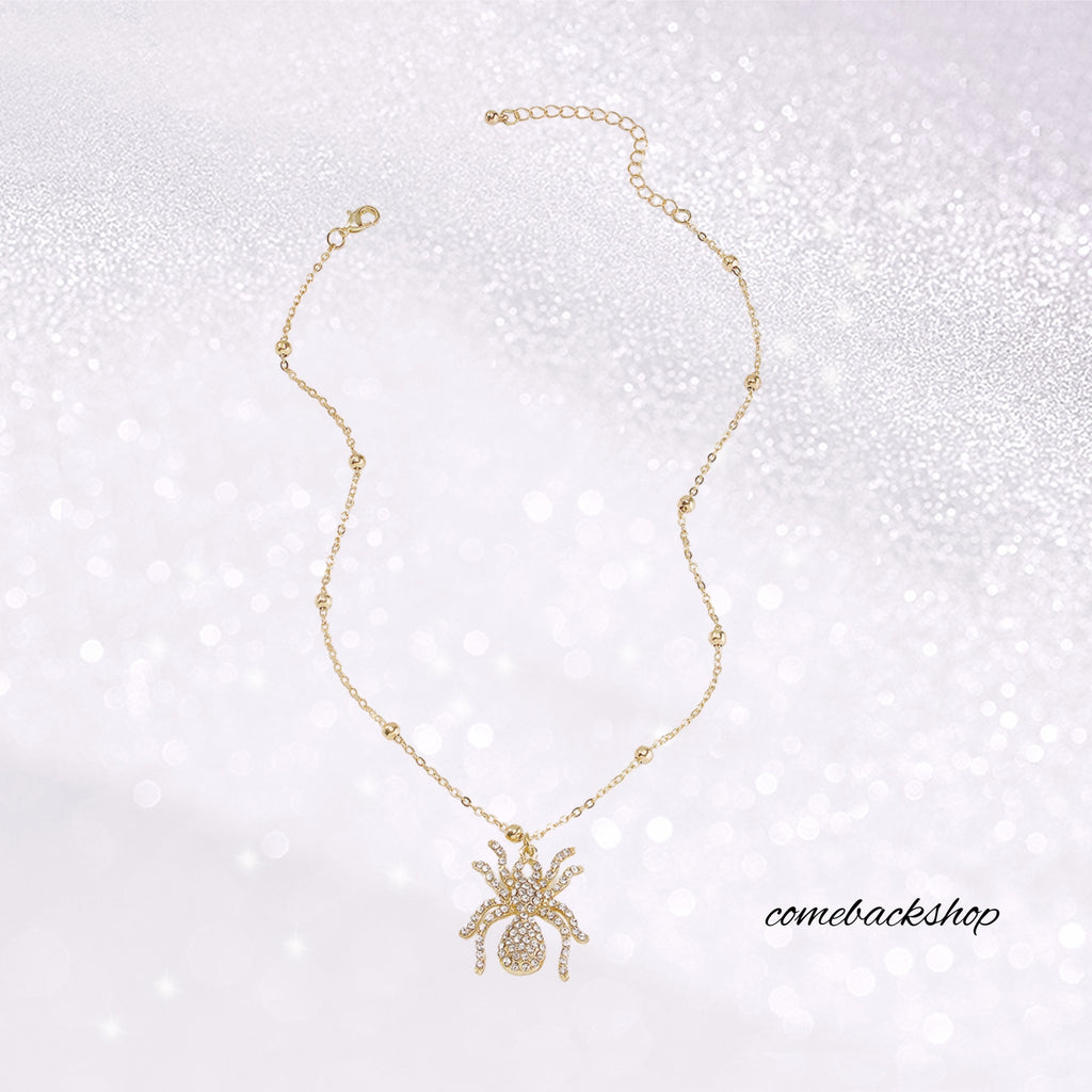 Gold Plated Spider Necklace | Cute Dainty Spider Pendant Necklaces for Women