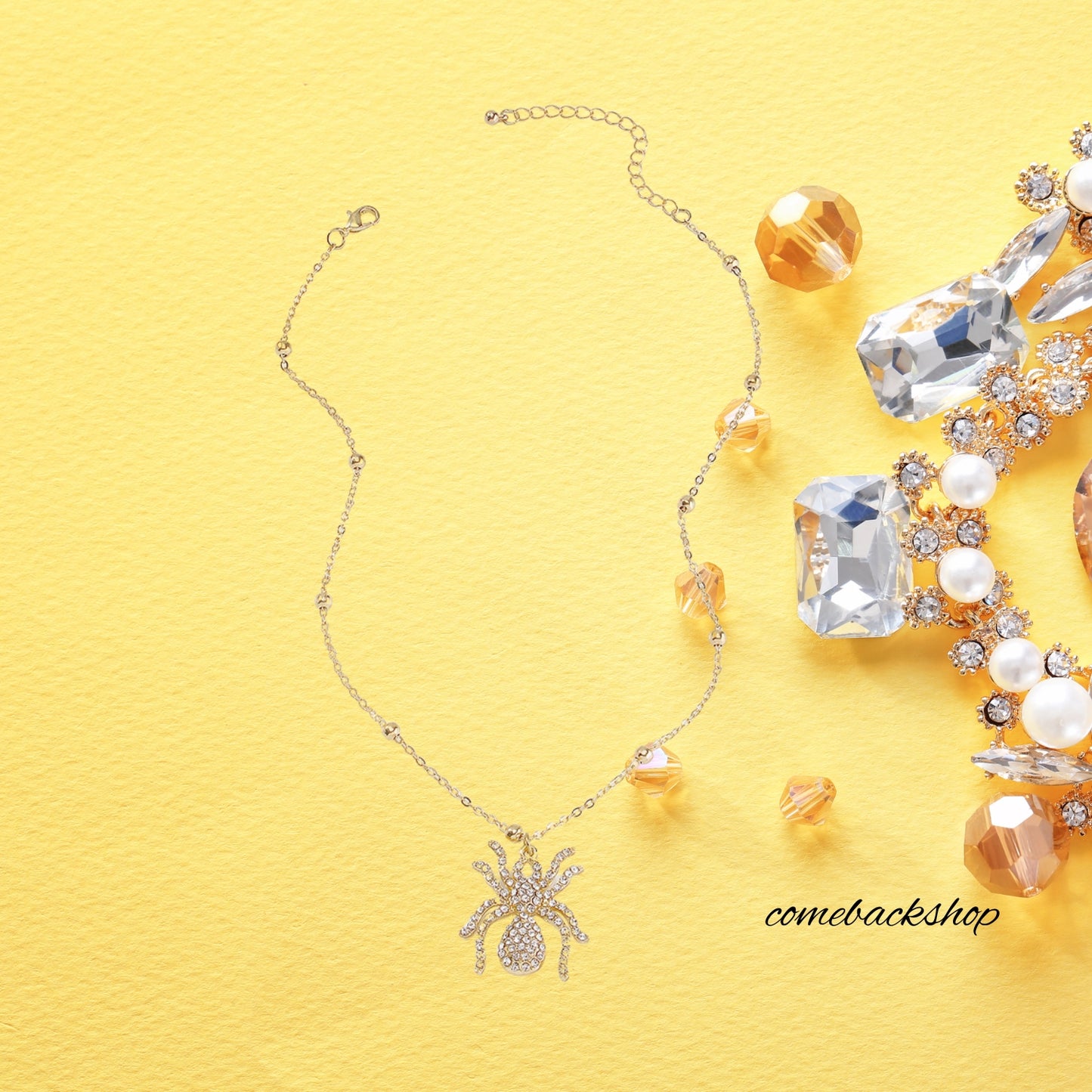 Gold Plated Spider Necklace | Cute Dainty Spider Pendant Necklaces for Women