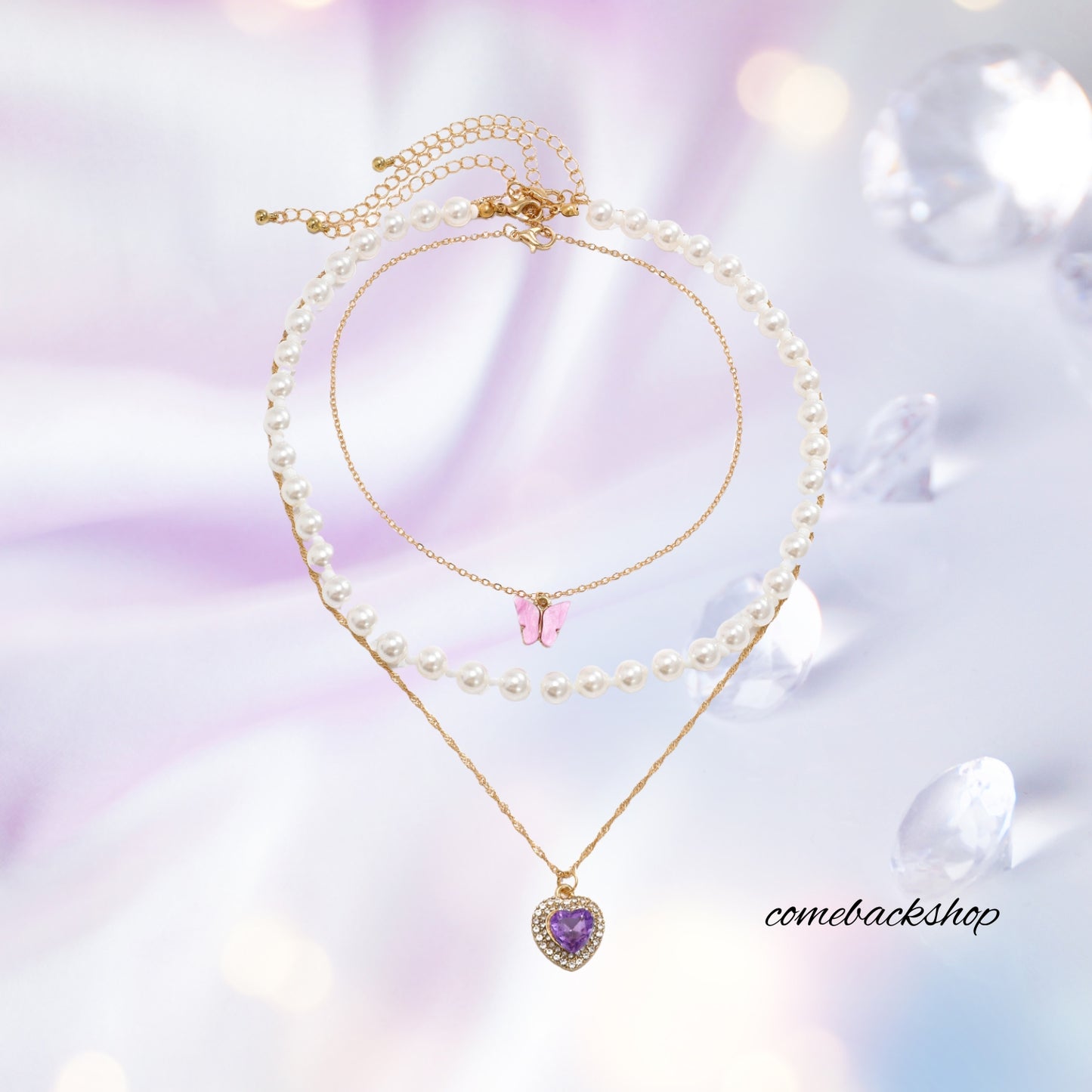 Pink Cute Butterfly Charm Jewelry Delicate Pendant Butterfly Necklace Birthday Christmas Gift for Wife Girlfriend Mom Teen layered necklace