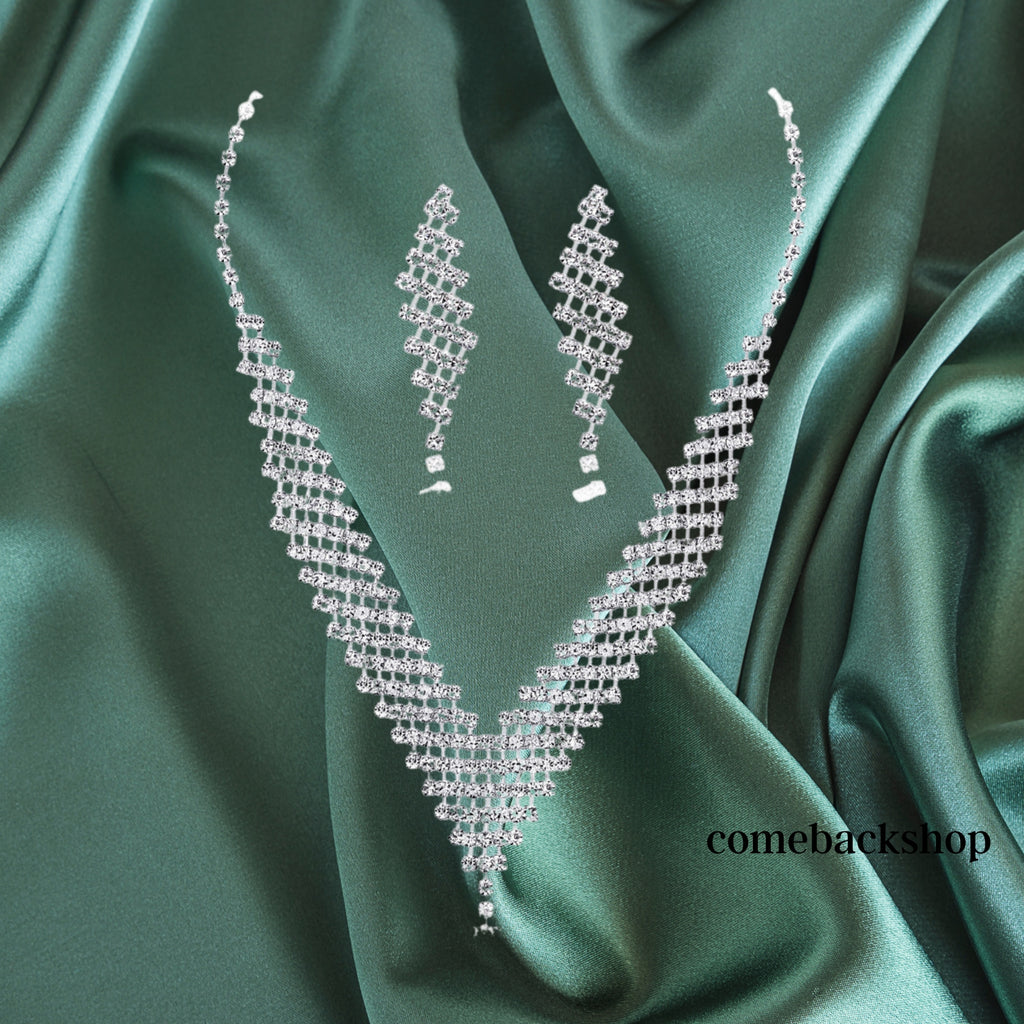 Crystal Bridal Jewelry Set for Women Rhinestone Necklace Earrings Wedding Bridesmaid