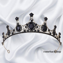 Load image into Gallery viewer, Black Crystal Beads Bridal Tiaras Crown Rhinestone Diadem Pageant Veil,Swarovski